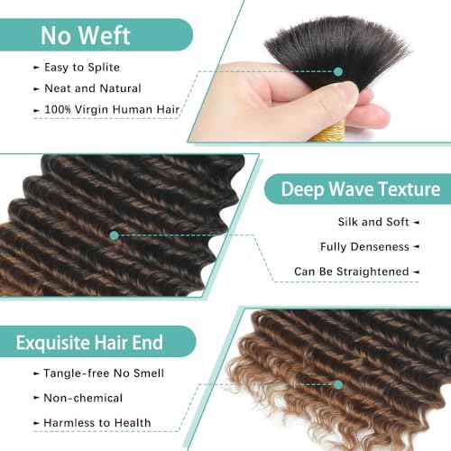 Human Braiding Hair for Boho Braids T30 24 Inch 150g 6 Bundles/Pack Deep Wave Boho Hair for Braiding 100% Virgin 12A Boho Hair for Braiding No Weft Ombre Braiding Hair Human Hair Extensions