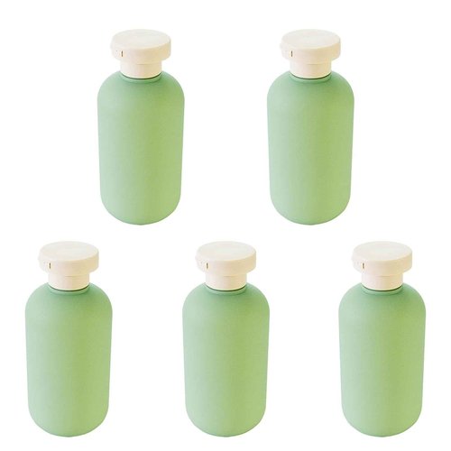 Qiveno 6.8oz Green Empty Squeeze Bottles, Plastic Travel Bottles with Flip Cap, Refillable Containers for Lotion Cream Shampoo Leak Proof Travel Bottle(5Pcs)