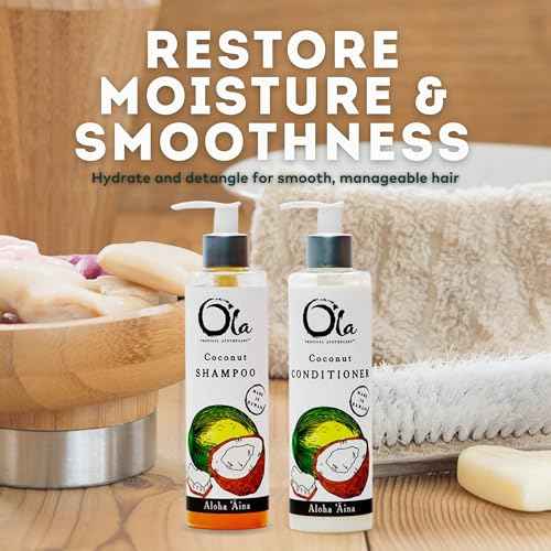 Ola Tropical Apothecary Coconut Organic Shampoo and Conditioner Hair Pair Combo - 8 fl oz each