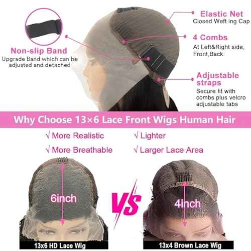 30 Inch 13x6 Deep Wave Lace Front Wigs Human Hair 200 Density 13x6 HD Lace Front Wigs Human Hair Pre Plucked Deep Curly Glueless Wig 100% Virgin Human Hair Lace Front Wigs for Women
