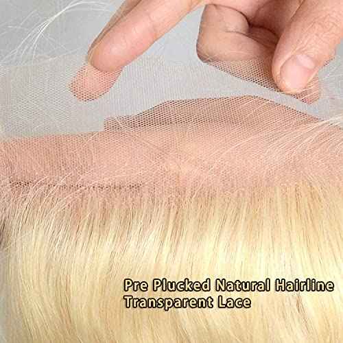 613 Blonde 5x5 Closure 150% Density Body Wave Hd Lace Closure 10a Brazilian Virgin Human Hair Pre Plucked with Baby Hair Natural Hairline Bleached Knots 18 Inch