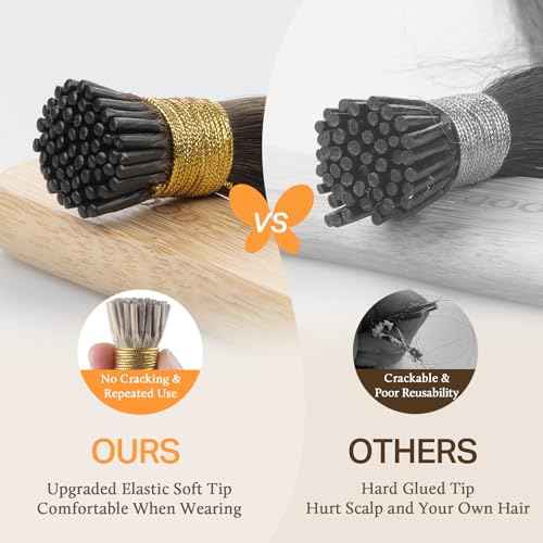 DOORES I Tip Hair Extensions, Balayage Chocolate Brown to Caramel Blonde 50g/50s 24 Inch, Itip Extensions Human Hair For Women Human Hair Cold Fusion Hair Extensions Straight Itip Extensions