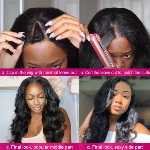 Body Wave V Part Wig Human Hair Wigs For Black Women Upart Part Wig Glueless Clip In Half Wig Upgrade U Part Wig Beginner Friendly No Sew In No Glue Density 26inch