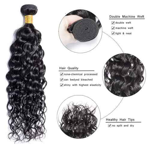 28 30 32 inch Water Wave Human Hair Bundles Natural Black Color #1B Human Hair Bundles Wet and Wavy Bundle Ocean Wave Bundle