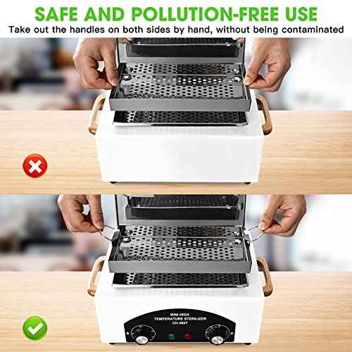 Sterilizer for Nail Tools 1.5L 110V 300W High Temperature Metal Clean Box with Adjustable Timer Temperature Sterilizer Cabinet for Manicure SPA Salon Metal Hairdressing Tool Equipment(white)