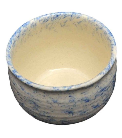 ETROVES Ceramic Shaving Bowl | Scuttle Leather Bowl for Men, Easy Leather Soap Bowl, 4 Inch, White Blue