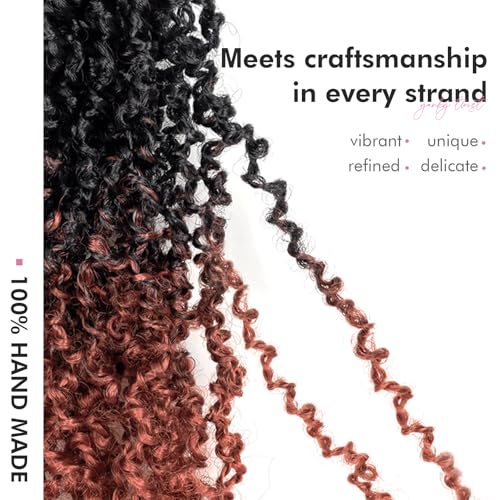 Toyotress Yanky Twist Crochet Hair - 12 Inch 2 Packs (30 Strands/Pcs) Fluffy Spring Mini Twist Short Bob Passion Twist, Ombre Ginger Pre-Looped Crochet Braids Braiding Hair (12 Inch, OT350-2P)