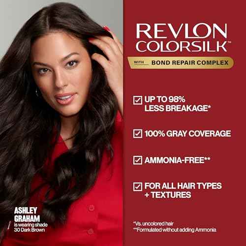 Revlon ColorSilk with Bond Repair Complex, Brown Permanent Hair Color, 100% Gray Coverage, Ammonia Free Hair Dye, Vegan Keratin, 30 Dark Brown (Pack of 3)