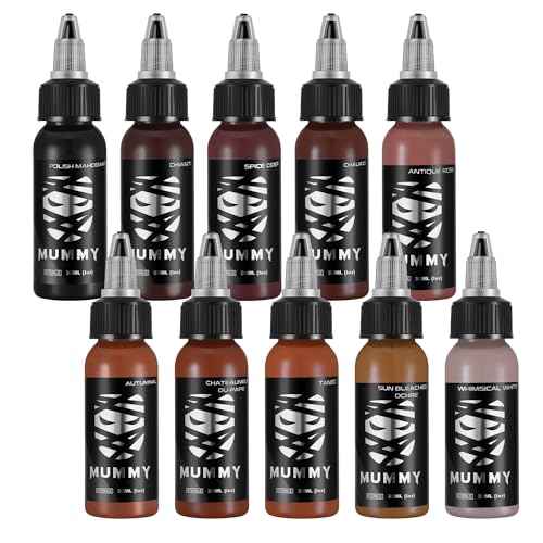Mummy 10pcs Flesh Tone Tattoo Ink Set, 1 oz (30ml) Tattoo Pigment Kit for Professinoal Tattoo Artists