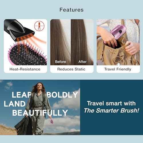 NuWay 4HAIR Traveler U.S. and International Patented Travel Brush (Petal Pink)