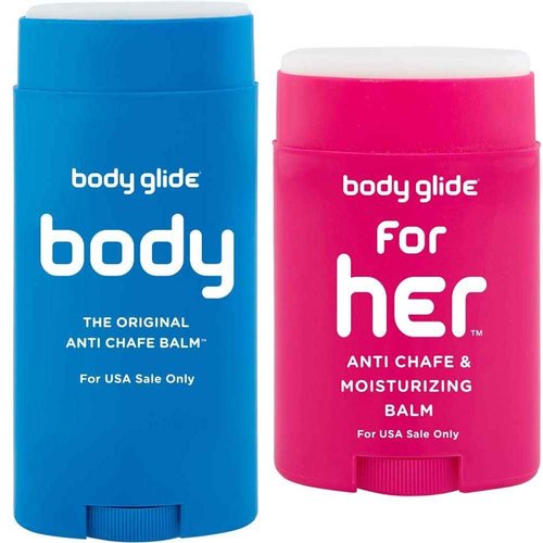 Body Glide Original Anti Chafing Stick Balm (2.5oz) and Body Glide For Her Anti Chafe Balm (1.5oz)