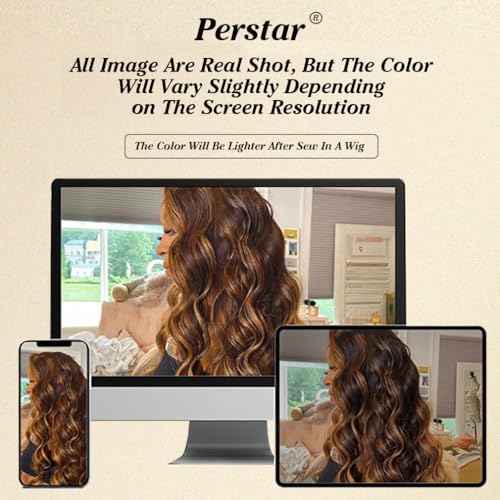 Perstar Highlight Human Hair Bundles Honey Blonde Body Wave 3 Bundles 16 18 20 Inches 100% Brazilian Virgin Hair Ombre 4/27 for Women Colored Human Hair Sew In Weave