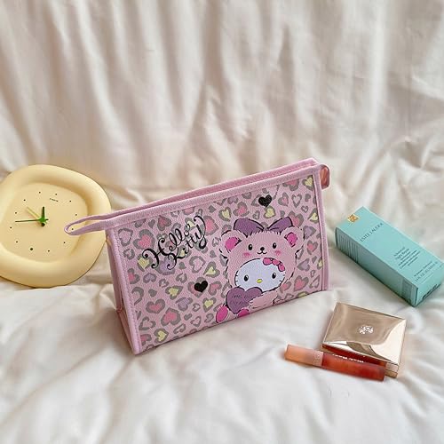 Vimanllie Cosmetic Makeup Bag Travel Organizer Toiletry Bag with Pouch Portable Zipper Bag for Women (Pink-A)