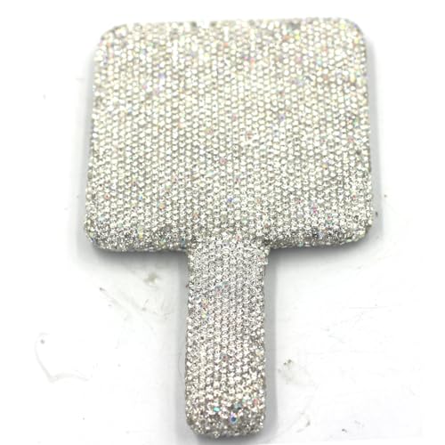 Bestbling Rhinestone Hand Mirror - Bling Mirror with Dazzling Rhinestones, Perfect for Makeup and Decoration - Ideal Gift for Women and Girls (Square Silver)