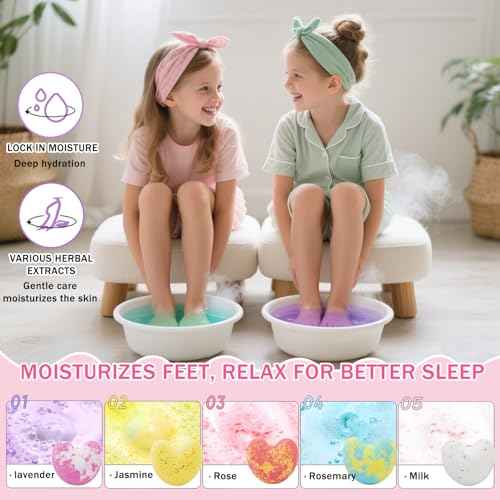 50 PCS Spa Party Supplies for Girls & Women, Facial Masks- Hand Cream- Lip Balm- Bath Bomb- Eye Mask- Compressed Towel- Hair Ties- Lip Brush- Organza Bags, Spa Kit for Birthday, Sleepover, Spa Day
