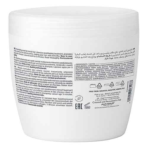 Alfaparf Milano Semi Di Lino Diamond Illuminating Hair Mask - Color Safe Deep Conditioner for Color Treated Hair - Adds Shine and Body - Sulfate, Paraben and Paraffin Free - Professional Salon Quality