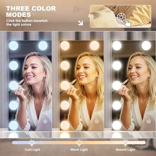 MINISO Vanity Mirror with Lights - 17.7" x 13.8" Hollywood Makeup Mirror with Adjustable Brightness,3 Modes Light