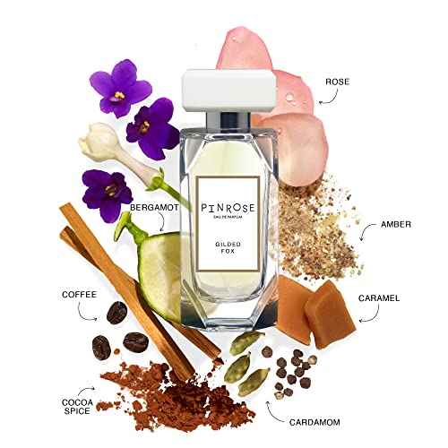 PINROSE Perfumes Gilded Fox - Eau de Parfum Fragrance Spray for Women - Clean, Vegan, Cruelty-free, and Hypoallergenic Scent with Essential Oils - Notes of Cocoa Spice, Buttered Rum, Amber, Coffee, Cardamom and Musk