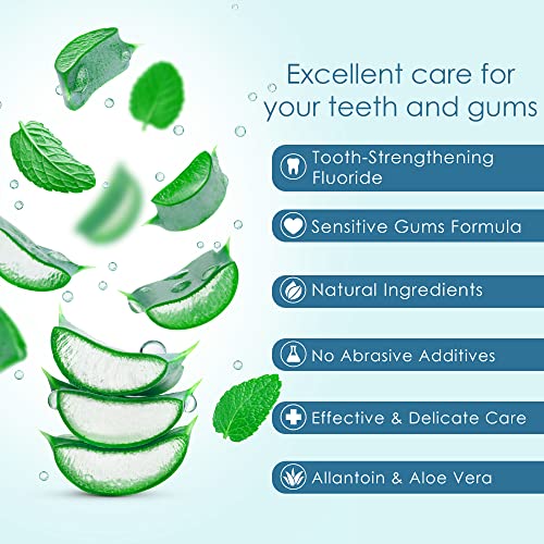 AloeSense Fluoride Toothpaste, Naturally Soothing Toothpaste Sensitive Teeth and Gum Care with Aloe Vera, Allantoin & Fresh Mint Flavor, Gentle & Natural Toothpaste, ADA Approved (5-oz, 1 Count)