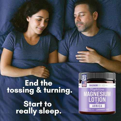 Magnum Solace Nighttime Magnesium Lotion with Arnica ? Soothing Relief & Relaxation, Highly Concentrated Magnesium for Muscles & Joints ? Apply to Legs or Feet Before Bed ? Skin-Friendly