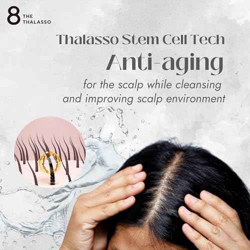 8 THE THALASSO Anti Frizz Shampoo & Conditioner Set for Women & Men, Organic Tea Tree Shampoo by Mint, Collagen, Peptides, Stem Cells & Deep Sea Water from Japan, Sulfate Free, 32.16 Fl Oz, DRY HAIR