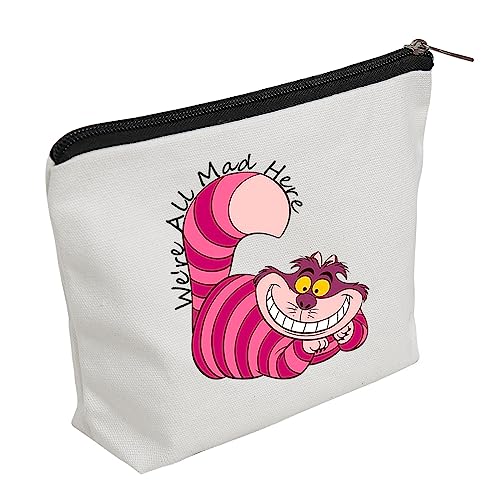 WZJHCL Alice Cartoon Makeup Pouch Alice Cat Lover Storage Organizer Bag Alice Movie Zipper Pouch Fairy Tales Gift We’re All Mad Here (Mad Here)