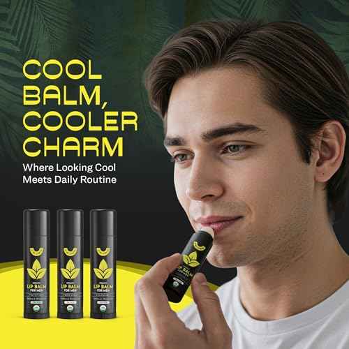 Lip Balm for Men - USDA Organic Certified Chapstick - All Natural & Organic Ingredients - Vitamin E and Beeswax - Great Stocking Stuffer - Peppermint, Coconut & Vanilla - MADE IN THE USA (6 pack)