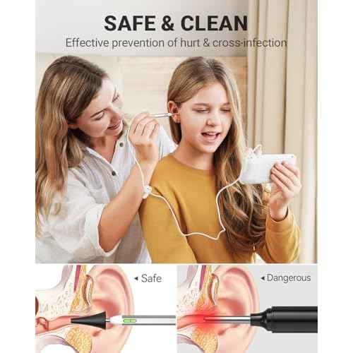 Anykit Digital Otoscope with Gyroscope, 4 Inches Screen, 3.9mm Ear Scope Camera with 6 Lights, Ear Wax Removal Tool, 32GB Card, Supports Photo Snap and Video Recording