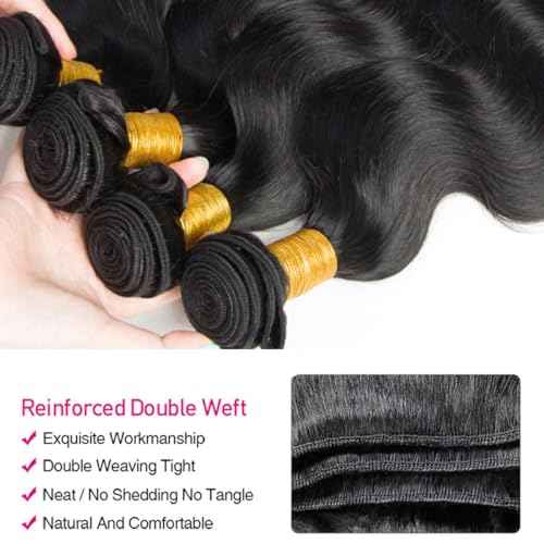 12A Human Hair Bundles 22 22 22 Inch Body Wave Bundle 100% Unprocessed Brazilian Virgin Double Weft Weave Bundle Human Hair Bundle Body Wave Natural Black