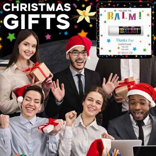 15 Pack Christmas Employee Appreciation Gifts Bulk Lip Balm Teacher Staff Team Xmas Thank You Gift You're the Balm Thanksgiving Party Favors Christmas Stocking Stuffers for Women Men Volunteer