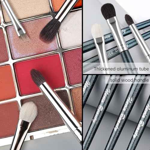 Natural Goat Hair Eye Makeup Brush Set, 6 Pcs Professional Blending Eyeshadow Makeup Brushes for Concealer Eyebrows Eyeliner, Soft Hairs & Wood Handle¡¦ (blue 6pcs)