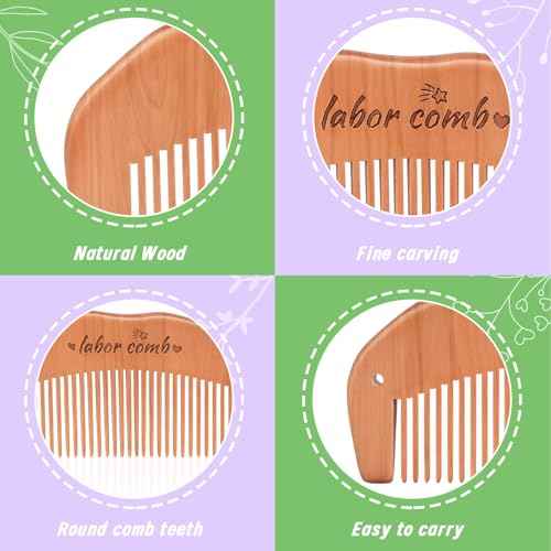 FEBSNOW Birthing Comb, 2 Pack Natural Wooden Labor Combs for Pain Relief Birthing Comb for Pregnant Women's Delivery Gifts