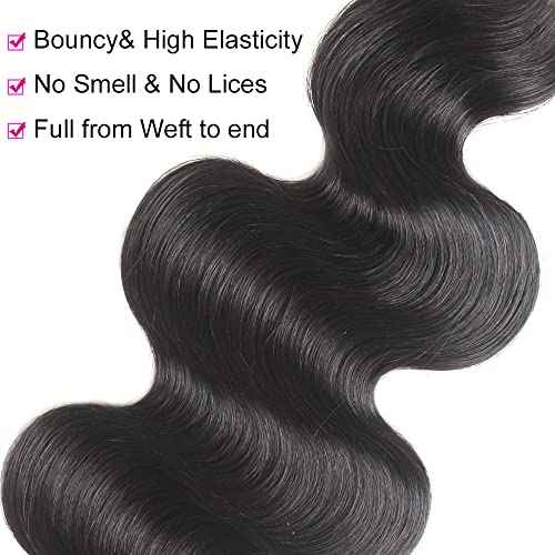 Hswpawk Hair 100% Unprocessed Brazilian Body Wave 1 Bundle Human Hair Natural Black Color Brazilian Body Wave Bundle Human Hair Weft (28 Inch)