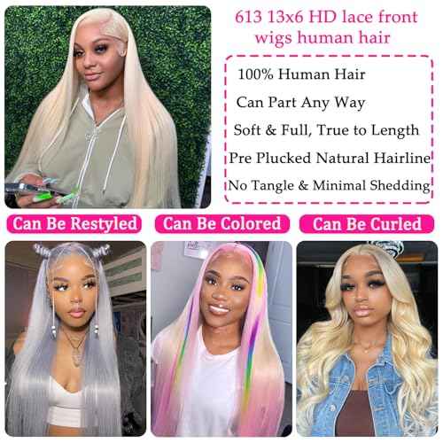 30 Inch 613 13x6 Lace Front Wig Human Hair Straight Blonde Wig Human Hair 613 HD Transparent Lace Frontal Wigs Pre Plucked with Baby Hair 200 Density Blonde Wigs for Women