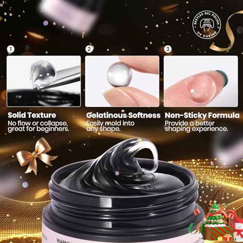 Beetles 3D Gel Nail Art Kit-Crystal Orb 3D Nail Art Clear 1 oz 5 in 1 Non-Sticky Hand Sculpting Building for Beginner DIY Salon at Home,Clear Solid Builder Nail Gel, UV & LED Lamp Cured Needed
