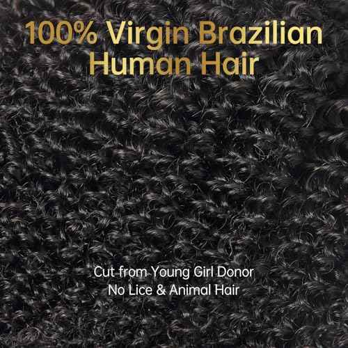 WEQUEEN Kinky Curly Human Hair Bundles Premium Virgin 100% Human Hair 3c/4a Curly Wave 20 Inch Single Bundle Natural Black