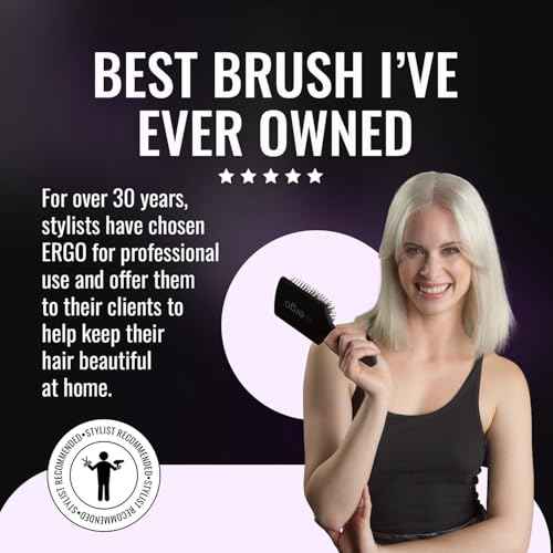 ERGO Ionic Paddle Hair Brush ? Large Polishing Brush for Long-Lasting Shine, Detangling Brush for Wet & Dry Hair Care, Hair Styling Tool for Blow Drying (ER1000)
