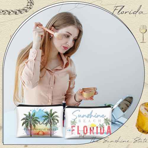 Reginary 6 Pcs Texas Cosmetic Bag Souvenir Gifts California Makeup Bag Florida Souvenir Gifts Zipper Pouch for Women Traveler Party Favors