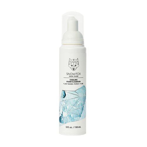Snow Fox Skin Care Cooling Foam Cleanser – SLS-Free Face Wash with Organic Aloe Vera & Peppermint Water – Gentle, Non-Drying Formula for Oily, Combination & Sensitive Skin – 5oz