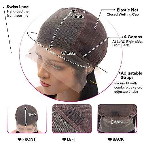 13x6 Chocolate Brown Lace Front Wig Human Hair HD Transparent Body Wave Lace Front Wigs Human Hair Pre Plucked 200% Density Glueless Frontal Brown Wig Human Hair 28 Inch