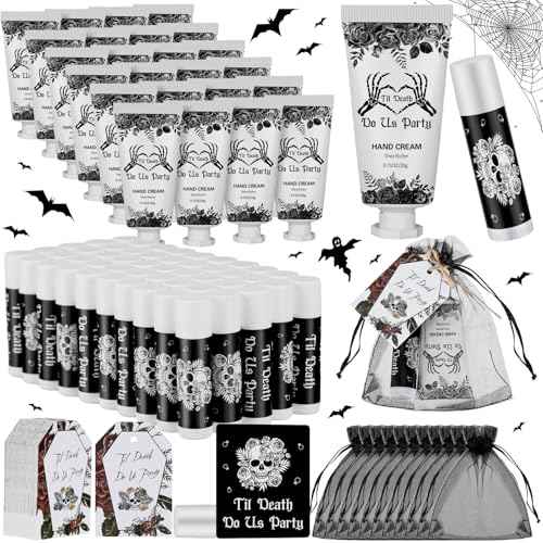 50 Set Bridal Shower Favors Bulk Wedding Gifts for Guests Include Lip Balm Wedding Hand Cream Bag and Tag for Bridal Shower Bachelorette Party Decoration(Skeleton)