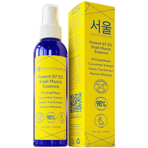 SeoulCeuticals Korean Face Mist 97.5% Snail Mucin Essence - K Beauty Skincare Facial Spray - Cucumber Extract + Marine Minerals + Green Tea + Aloe 4oz