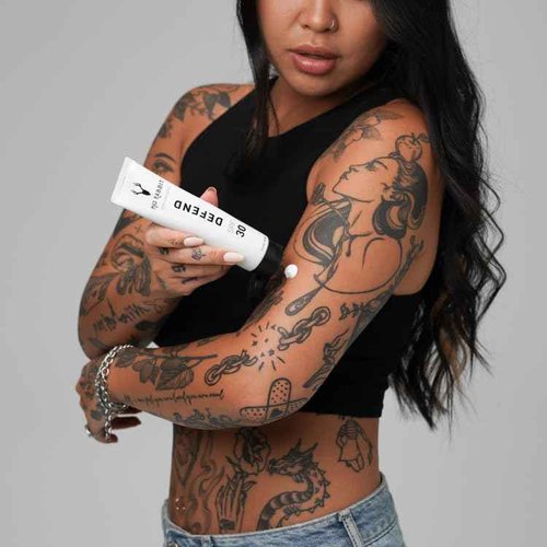 Mad Rabbit Defend Tattoo Sunscreen- SPF 30 100mL Tube- Mineral Sunscreen Lotion - Tattoo Fade Protection and Moisturizer, Anti-Aging Formula