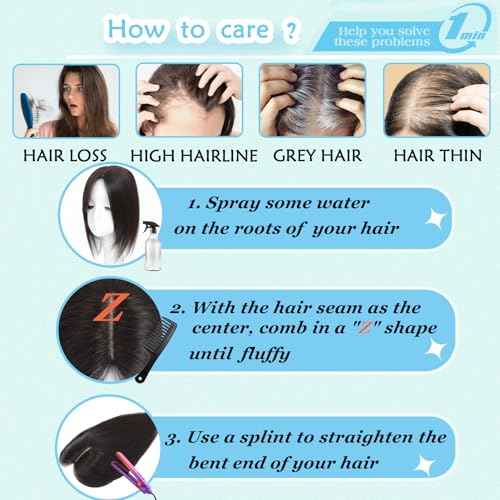 Hair Toppers for Women Real Human Hair, Realistic Biological Scalp Toppers HairPieces for Women with Thinning Hair Middle Part Clip in Bangs Big Base 360¡Æ 3D Cover (Dark Brown, 14 Inch)