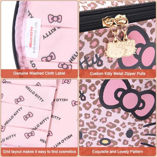 BeautyTimes Large Makeup Bag Travel Cosmetic Bags with Handle Storage Bag Brush Zipper Case Organizer for Women (Pink-C)