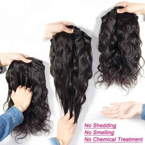 Beautymoon Brazilian Human Hair Weave 3 Bundles Body Wave 12 14 16 Inch 100% Unprocessed Virgin Hair Extensions Tangle-Free Natural Color for Black Women
