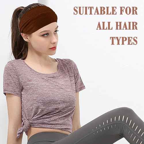 Zkptops 6Pcs Headbands for Women Non Slip Extra Wide Sport Headbands Soft Wide Hair Bands for Girls Elastic Fabric Sweat Hair Warp Workout Yoga Running Daily Hairs Accessories(Black White Gray Beige)