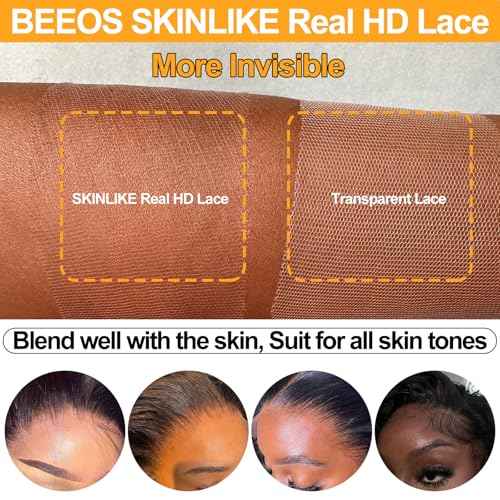 BEEOS 2x6 SKINLIKE Real HD Lace Closure, Straight Human Hair Pre-Plucked Bleacheck Knots 0.10mm Ultra-thin Invisible Swiss Lace 12 Inch