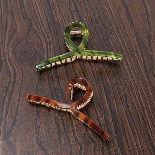 Big Hair Claw Clip Metal Claw Clips for Women Strong Hold Claw for Heavy Hair Green Acetate Claw Clips for Girls 4.5" Jaw Clamp Large Hair Accessories for Long Thick Hair (New Green)