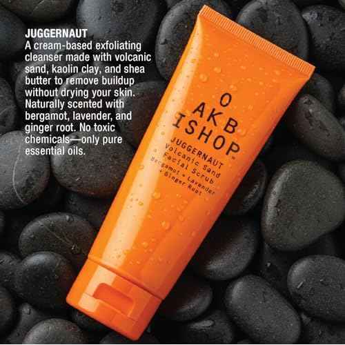 Juggernaut Men's Volcanic Sand Facial Scrub, Bergamot, Lavender and Ginger Root, 3.4 fl oz